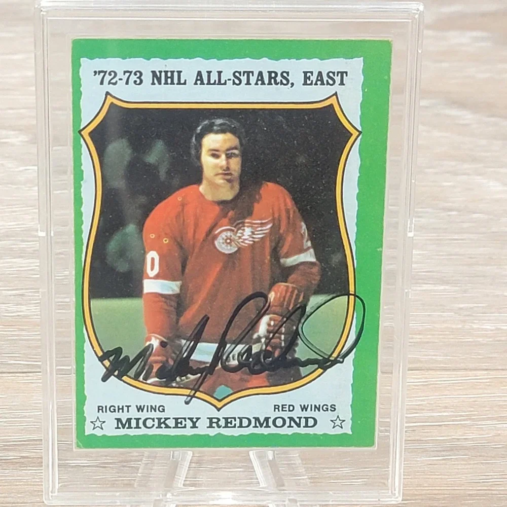 Mickey Redmond Autographed 1973 Topps #190 Detroit Red Wings Signed NHL All-Star